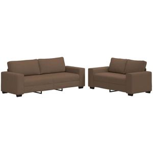 Vidaxl - 2-tlg. Sofagarnitur mit Kissen Braun Stoff