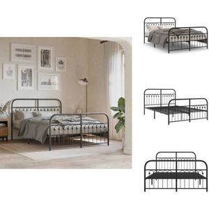 Vidaxl - Bettgestell mit Kopf- und Fußteil Metall Schwarz 140x190 cm - Metallbettfassungen - Doppelbett - Boxspringrahmen - Schlafraumgestaltung
