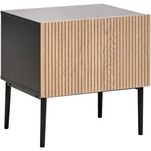 Beliani - Nachttisch Schwarz mdf gerippt Leichtholzfront Nachttisch Schlafzimmer 1 Schublade Modern