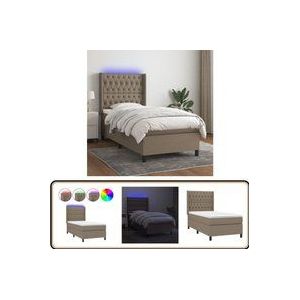Vidaxl - Boxspringbett mit Matratze & led Taupe 90x190 cm Stoff - Boxspringbett - Betten - Schlafräume - Doppelbett - Einzelbett