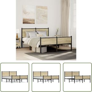 VidaXL Metallbett ohne Matratze Sonoma-Eiche 150x200 cm