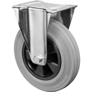 Bs Transportrolle L410, Bockrolle, Rad-Ø 200 mm, Tragkr. 205 kg, Rollenlager, Lauffl. Gummi grau, Radk. Kunststoff - Bs Rollen