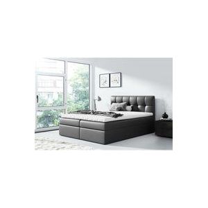 Boxspringbett rickie 140x200 mit Bettkasten und Topper MA9100 schwarz - Furnix