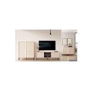 3-tlg. Mediawand dasti 2 Highboard TV-Schrank Kommode Beige - Furnix