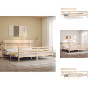 Massivholzbett mit Kopfteil 200x200 cm - Holzbett - Kiefernholzbett - Massives Holzbett - Boxspringbetten - Lattenrost