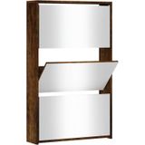 Schuhschrank mit Spiegel 3 Fächer Räuchereiche 63x17x102,5 cm vidaXL