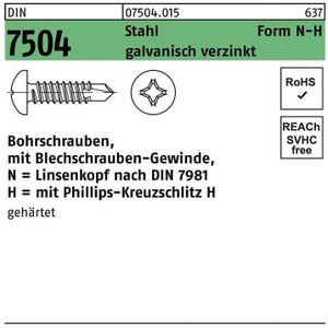 Bohrschraube DIN 7504 m.Linsenkopf N 4,8 x 90 -H Stahl galvanisch verzinkt galvanisch verzinkt / Stahl