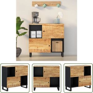 Sideboard mit 2 Türen 80x33x75 cm Massivholz Mango - Mangoholz Sideboard - Wohnzimmermöbel - Schreibtisch - Regal - Eiche - The Living Store