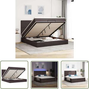 VidaXL Ottoman-Bett mit Matratze & LEDs Dunkelbraun 180x200 cm Stoff