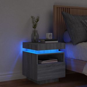 Nachttisch mit LED-Leuchten Grau Sonoma 40x39x48,5 cm Vidaxl