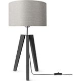 Paco Home - Tischleuchte Dreibein Nachttischlampe Stehlampe E27 Stoff Lampenschirm Uni Grau (Ø28cm), Tischleuchte - Schwarz