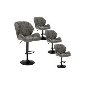 Barhocker 4er Set, Barstuhl Höhenverstellbar, Bistrohocker mit Rückenlehne, höhenverstellbar, 360° Drehbar, Tresenhocker aus Kunstleder, belastbar