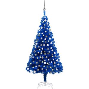 Künstlicher Weihnachtsbaum Beleuchtung & Kugeln Blau 120 cm Vidaxl