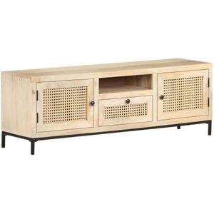 Vidaxl - TV-Schrank 120x30x40 cm Mango Massivholz und Rohrgeflecht