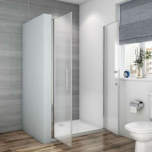 Duschparadies-de - 100x195cm Duschkabine Duschabtrennung Nischentür Dusche Milchglas Pendeltür 6mm esg glas