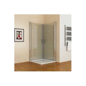 Duschkabine Schwingtür Eckeinstieg in Höhe 185/195cm 180° Dusche mit 6mm nano Glas, Doppelte Schwingtüren 100x80x195cm mit Duschwanne