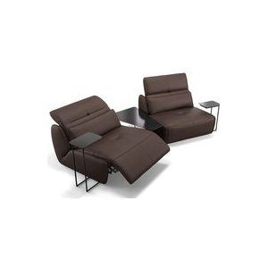 Sofanella - Leder 2-Sitzer mit Tischen modica Braun xl: 274 Breite x 98 Tiefe - Braun