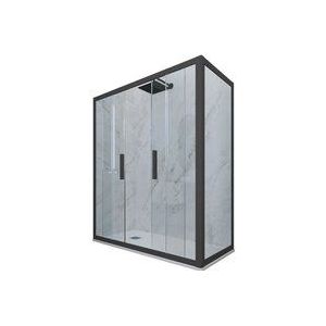 Eck-Duschkabine in pvc 75x130 Klarglas Anthrazit Glam Duo