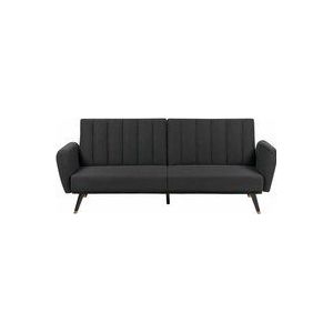 Beliani - 3-Sitzer Sofa Schwarz Stoffbezug Gesteppt mit Schlaffunktion Hohen Holzbeinen Armlehnen Rückenlehne Verstellbar Klappbar Wohnzimmer