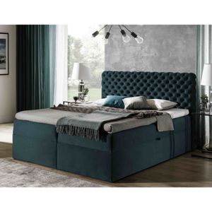 Boxspringbett hailey 120x200 mit tiefen Bettkasten und Topper ar 17782 Türkis - Furnix