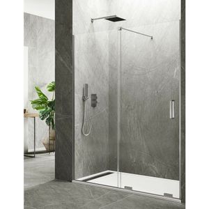 Keres 1+1 Duschabtrennung ohne Unter- und Oberprofil 140-145 cm Senkrecht Stabilisierungsstange - Allstone