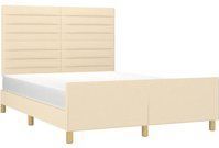 Bettgestell ohne Matratze Creme 140x200 cm Stoff vidaXL