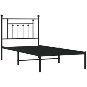 Bettgestell mit Kopfteil Metall Schwarz 90x190 cm vidaXL