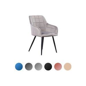 Pn Home - Einzelner Camden lux Esszimmerstuhl aus Samt mit Armlehnen – gepolsterter Stuhl mit Metallbeinen für Esszimmer, Küche – Hellgrau
