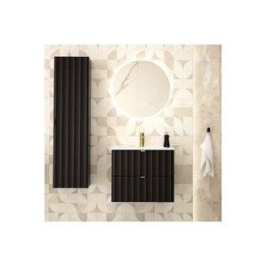 Petits-meubles - Waschtisch und Hängesäule 61.5cm Lexa mit 2 Schubladen, Schwarz