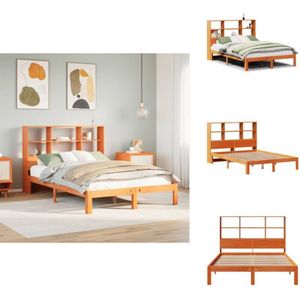 Vidaxl - Massivholzbett mit Regal ohne Matratze Wachsbraun 140x190 cm - Bett Mit Regal - Bett Mit Bücherregal - Holzbett Mit Regal - Holzbett Mit