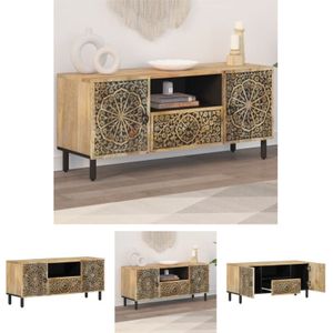 TV-Schrank 105x33x46 cm Massivholz Mango - TV-Möbel - Braun - The Living Store