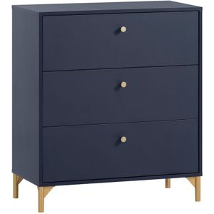 Lomadox - Kommode mit 3 Schubladen, 80cm breit, blau, ALBENGA-80