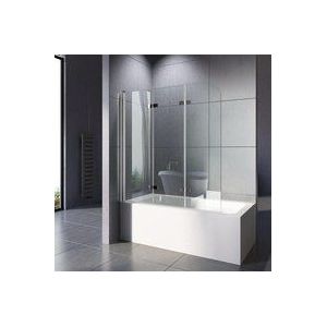 Boromal - Duschwand für Badewanne Duschwand 130x140cm Badewannenaufsatz Duschwand 3-teilig Faltbar Duschabtrennung Badewanne mit 5mm nano ESG-Glas