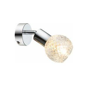 Wandlampe Wandleuchte Spotlampe Spotleuchte Wandspot Flurlampe, Spot beweglich, Chrom Glas weiß, 1x E14 Fassung, HxBxA 15,5x8x17cm