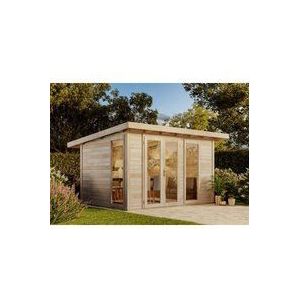 Gartentiger - Alpholz Gartenhaus Karmnik 28 Gartenhaus aus Holz, Holzhaus mit 28 mm Wandstärke, Blockbohlenhaus mit Montagematerial Naturbelassen
