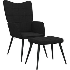 Relaxsessel mit Hocker Schwarz Stoff Vidaxl