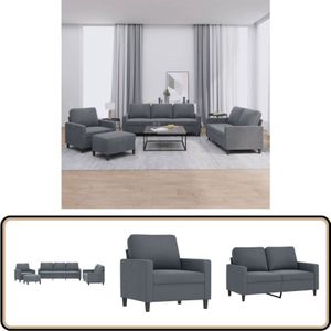 Vidaxl - 4-tlg. Sofagarnitur mit Kissen Dunkelgrau Samt - Samtsofa - Wohnzimmermöbel - Grau Sofa - Lounge Set - Couchgarnitur