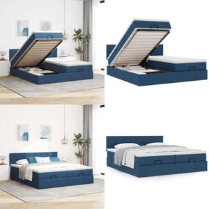 Vidaxl - Ottoman-Bett mit Matratzen Blau 200x200 cm Stoff