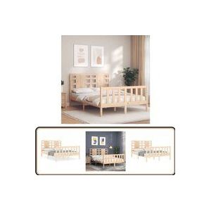 Massivholzbett mit Kopfteil - Holzbett - Kiefernholzbett - Massives Holzbett - Lattenrostbettwagen - Doppelbett