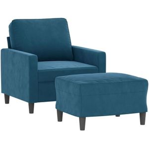 Sessel mit Hocker Blau 60 cm Samt vidaXL