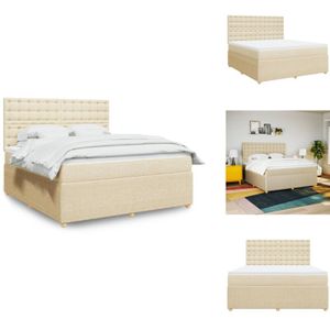 Boxspringbett mit Matratze Creme 180x200 cm Stoff - Boxspringbett - Boxspringbetten - Bett - Schlafzimmermöbel