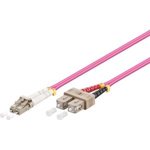Lwl Kabel, Multimode (OM4) Violett, lc-upc Stecker sc-upc Stecker, halogenfreier Kabelmantel (lszh), Lichtwellenleiter (lwl). Kabellänge 1 m