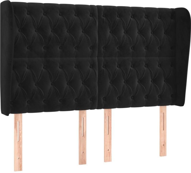 Kopfteil mit Ohren Schwarz 163x23x118/128 cm Samt vidaXL