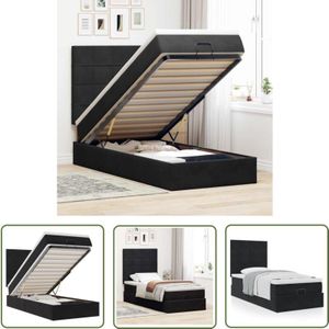 VidaXL Ottoman-Bett mit Matratzen Schwarz 100x200 cm Samt