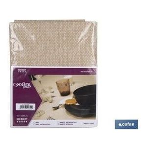 Cofan - Moderne, schmutzabweisende Harz-Tischdecke, 140 x 180 cm, 60 % Baumwolle und 40 % Polyester, Beige und Weiß