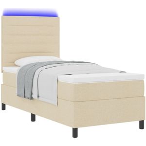 Vidaxl - Bettgestell mit Matratze Beige Stoff 100 x 200 cm Boxspringbett