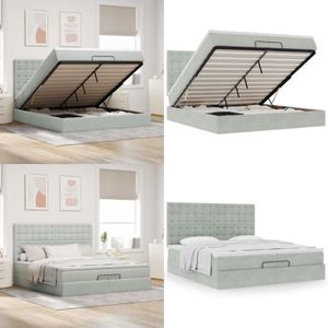 Vidaxl - Ottoman-Bett mit Matratzen Hellgrau 200x200 cm Samt