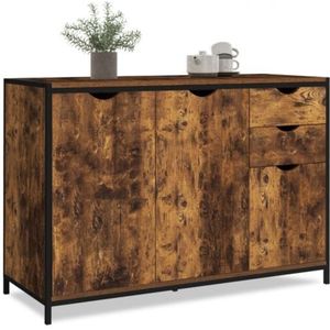Idmarket - Niedriges Sideboard 110 cm dayton mit Schränken und Schubladen Industriedesign