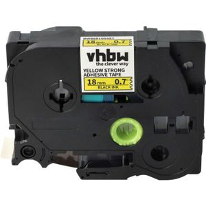 vhbw 1x Schriftband-Kassette kompatibel mit Brother PT 340C, 350, 340, 330 Etiketten-Drucker 8m x 18mm Schwarz auf Gelb, Extra Stark, Laminiert