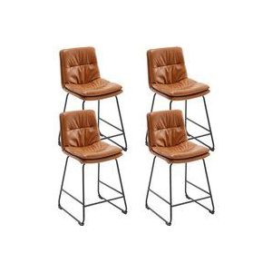 Wahson Office Chairs - Barhocker für Küche aus PU-Leder mit doppelter Polsterung und Metallfüssen Braun 4er Set Wahson